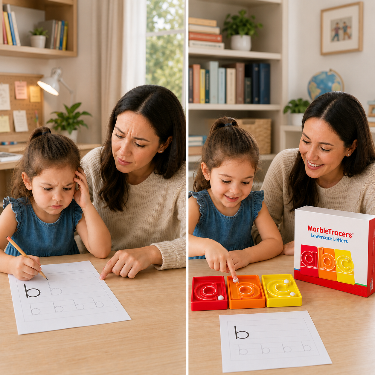 Marble Letter-Tracing Set — 26 Lowercase Letter Trays